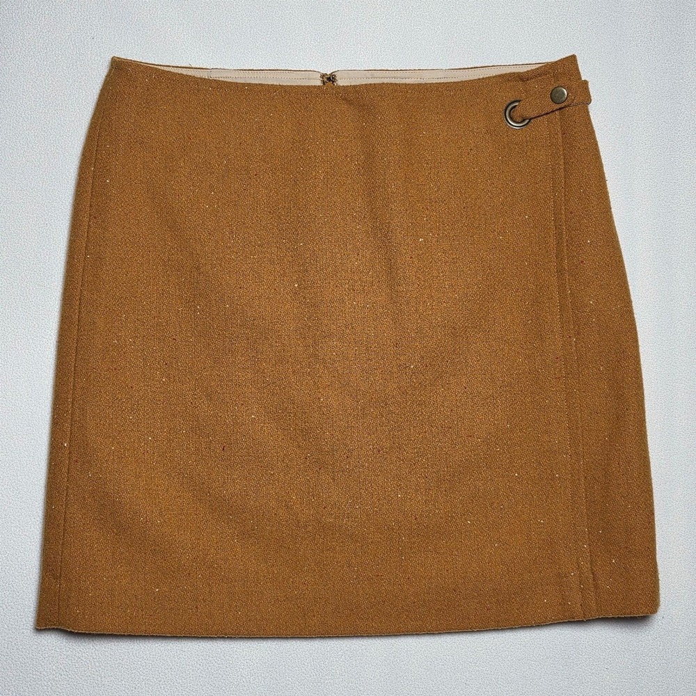 Banana Republic Mustard Yellow Wool Blend Mini Skirt Grommet Detail Size 8